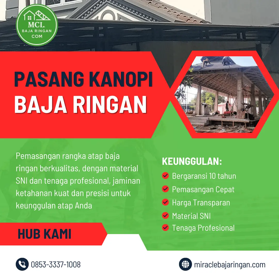 pasang kanopi baja ringan